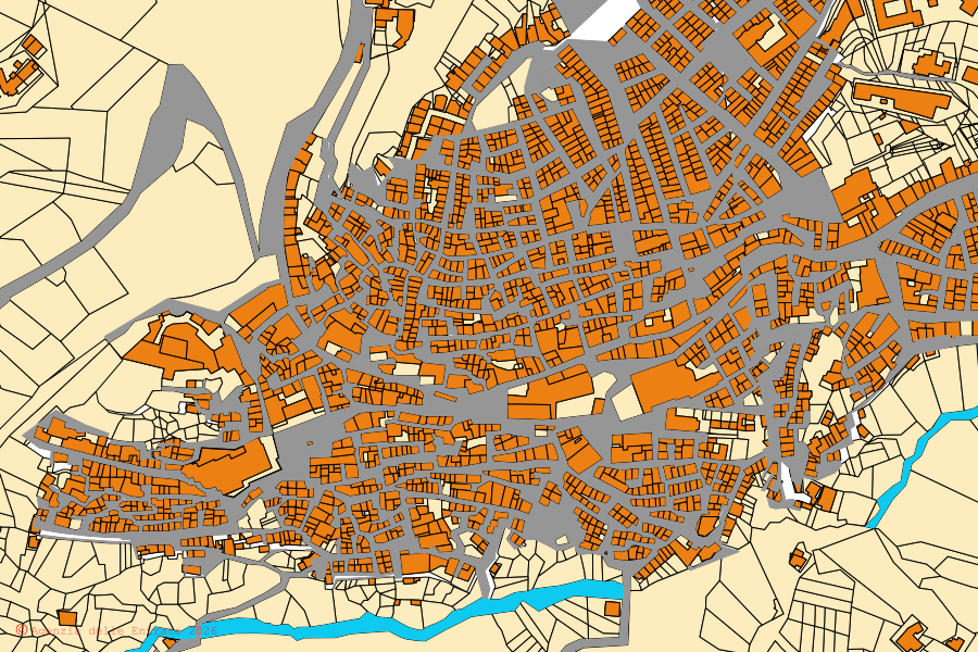 Mappa catastale del centro di Caccamo: particelle e fabbricati, cartografia Agenzia delle Entrate