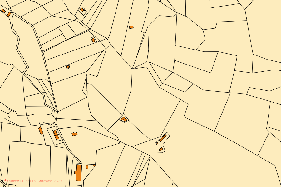Mappa catastale del centro di Caccuri: particelle e fabbricati, cartografia Agenzia delle Entrate