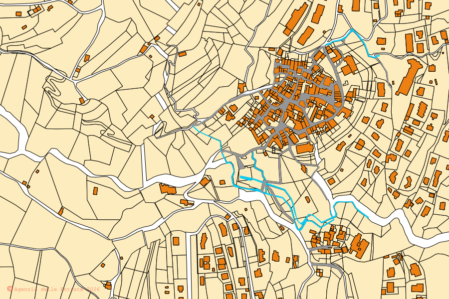 Mappa catastale del centro di Cadegliano-Viconago: particelle e fabbricati, cartografia Agenzia delle Entrate