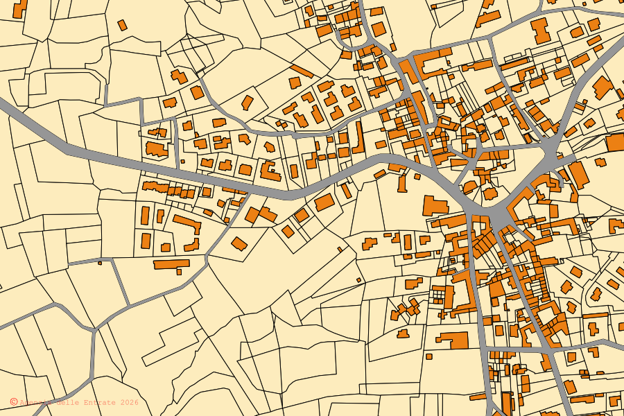 Mappa catastale del centro di Cadrezzate con Osmate: particelle e fabbricati, cartografia Agenzia delle Entrate