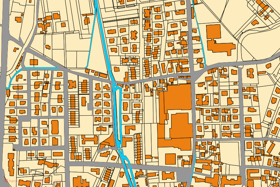 Mappa catastale del centro di Caerano di San Marco: particelle e fabbricati, cartografia Agenzia delle Entrate