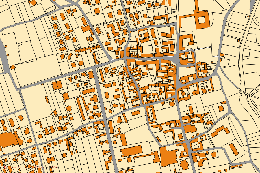 Mappa catastale del centro di Cairate: particelle e fabbricati, cartografia Agenzia delle Entrate