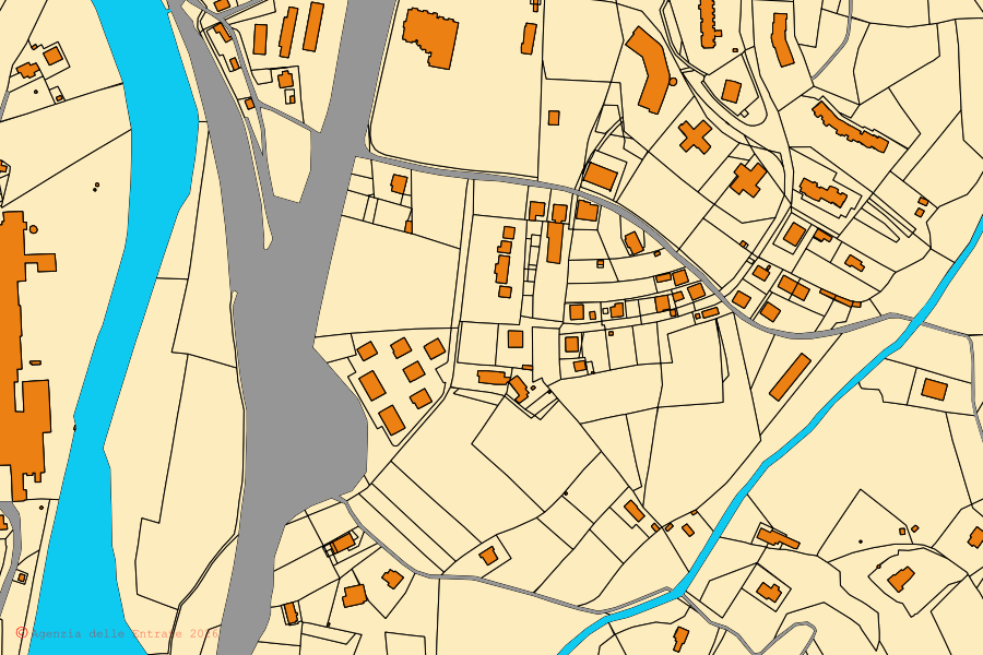 Mappa catastale del centro di Cairo Montenotte: particelle e fabbricati, cartografia Agenzia delle Entrate