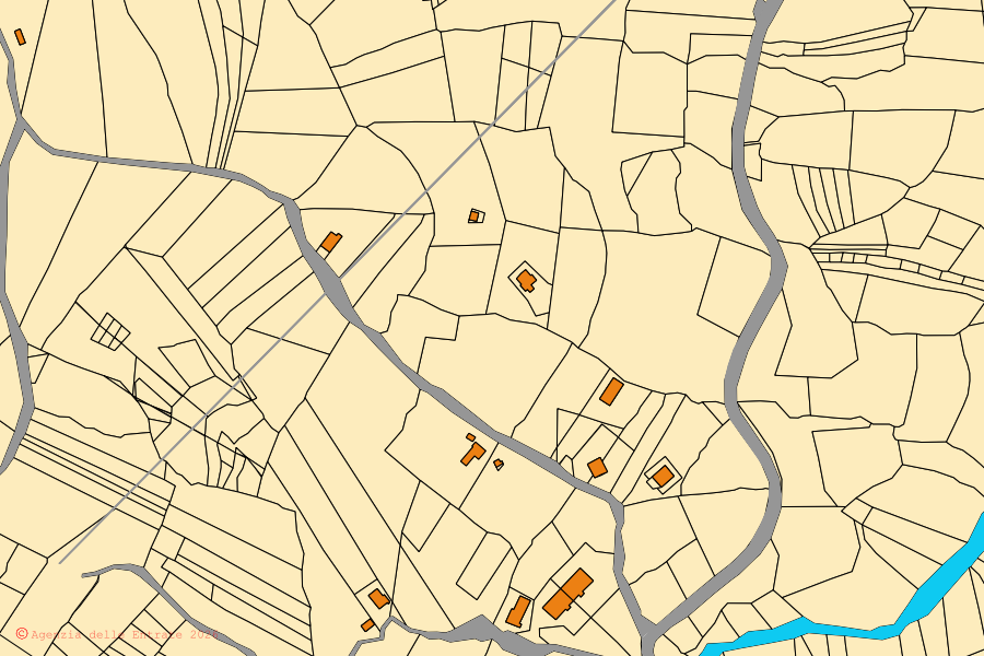 Mappa catastale del centro di Calabritto: particelle e fabbricati, cartografia Agenzia delle Entrate