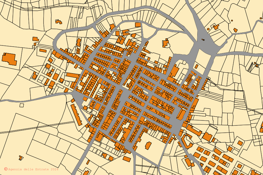Mappa catastale del centro di Calamonaci: particelle e fabbricati, cartografia Agenzia delle Entrate
