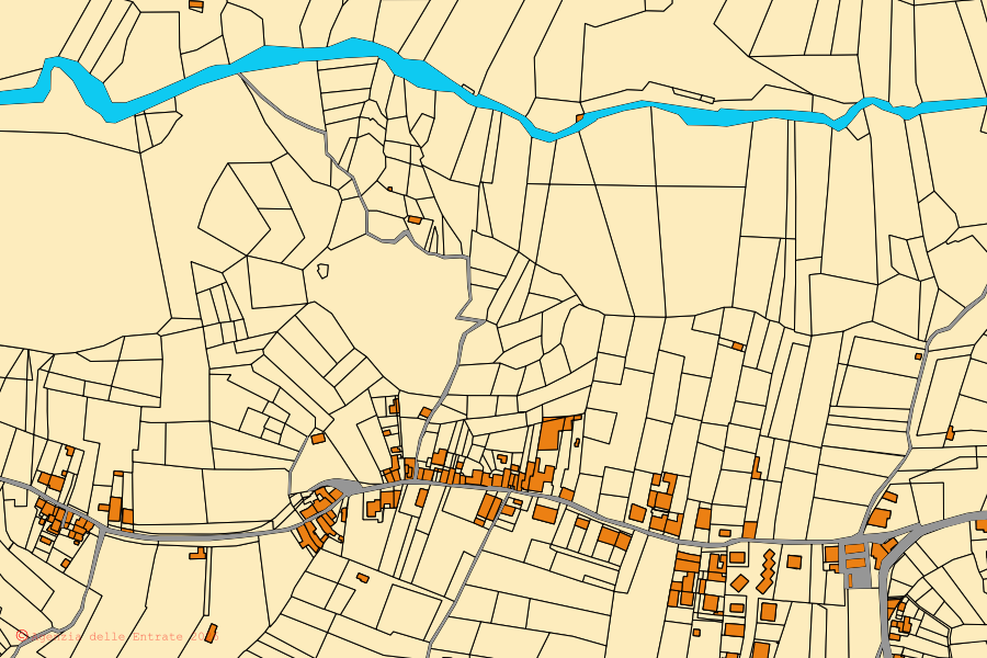 Mappa catastale del centro di Calanna: particelle e fabbricati, cartografia Agenzia delle Entrate