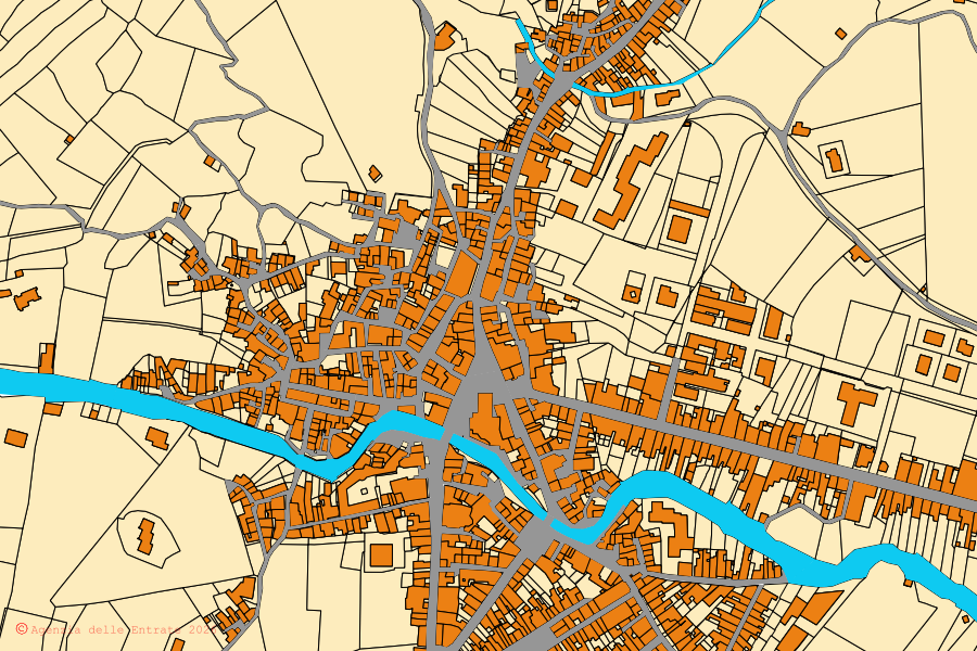 Mappa catastale del centro di Calatabiano: particelle e fabbricati, cartografia Agenzia delle Entrate