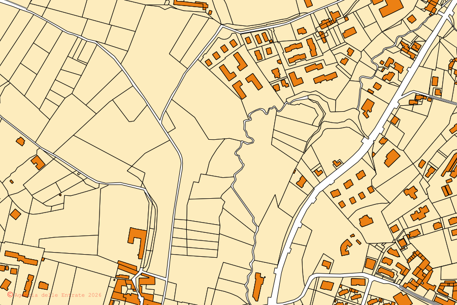 Mappa catastale del centro di Calco: particelle e fabbricati, cartografia Agenzia delle Entrate