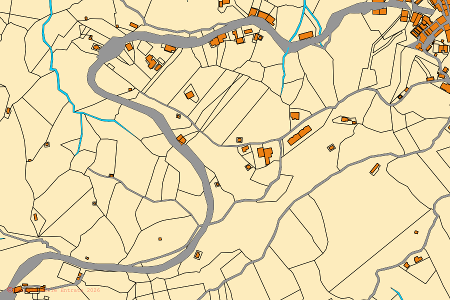 Mappa catastale del centro di Caloveto: particelle e fabbricati, cartografia Agenzia delle Entrate