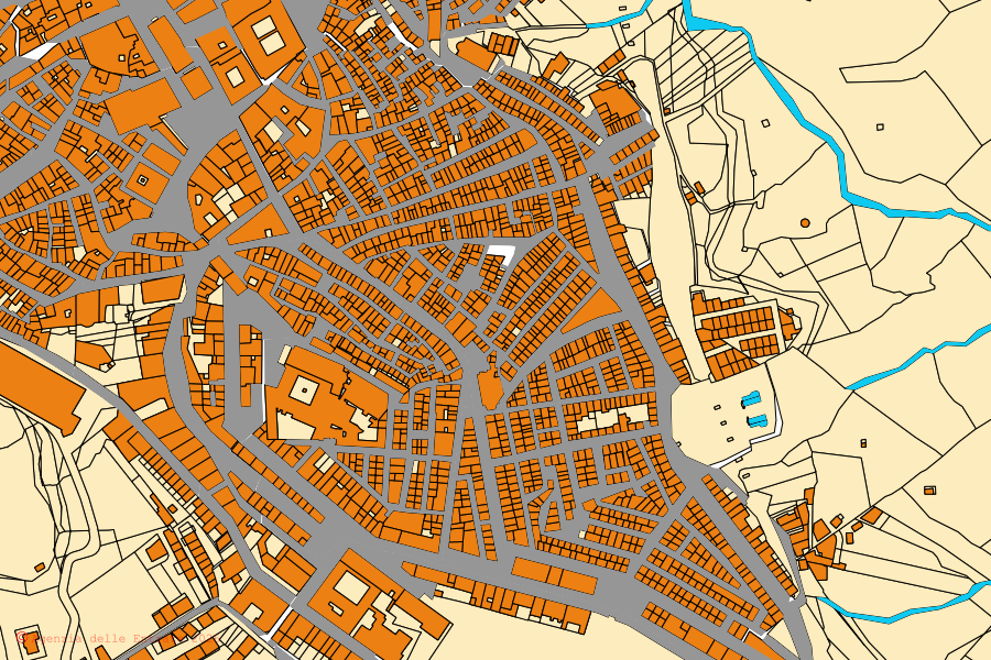 Mappa catastale del centro di Caltagirone: particelle e fabbricati, cartografia Agenzia delle Entrate