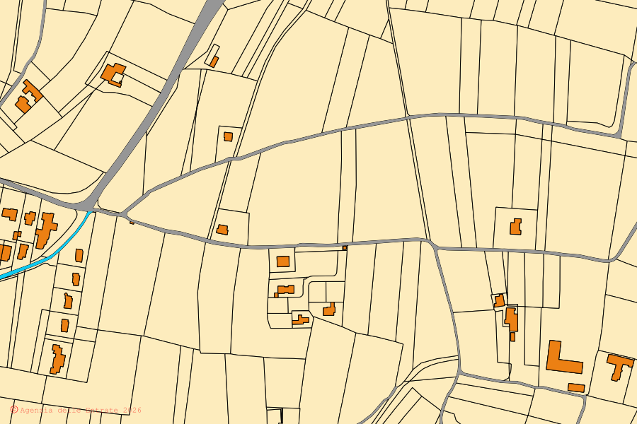 Mappa catastale del centro di Calvagese della Riviera: particelle e fabbricati, cartografia Agenzia delle Entrate