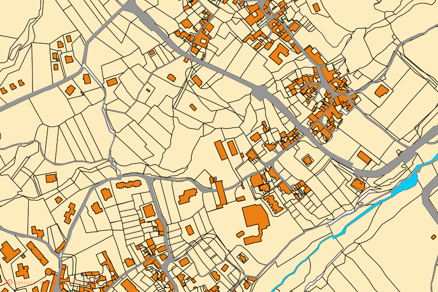 Mappa catastale del centro di Calvanico: particelle e fabbricati, cartografia Agenzia delle Entrate