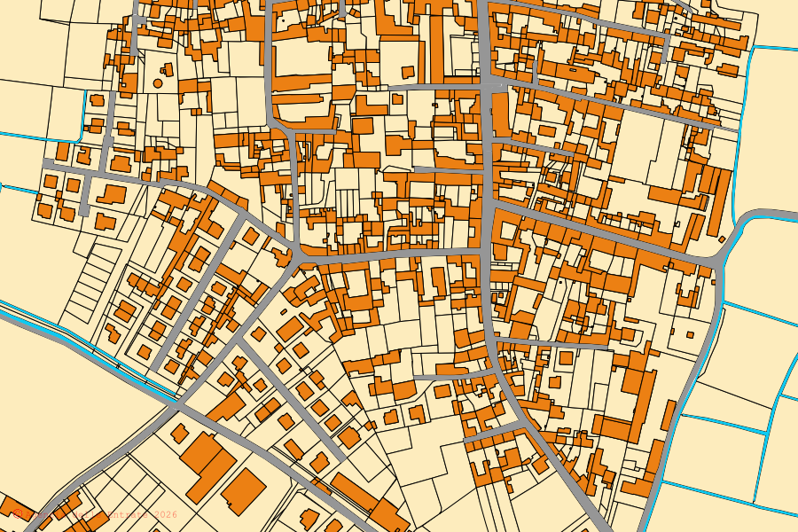 Mappa catastale del centro di Calvatone: particelle e fabbricati, cartografia Agenzia delle Entrate