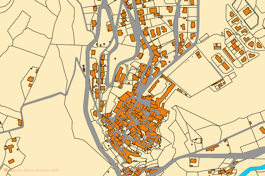 Mappa catastale del centro di Calvi dell'Umbria: particelle e fabbricati, cartografia Agenzia delle Entrate