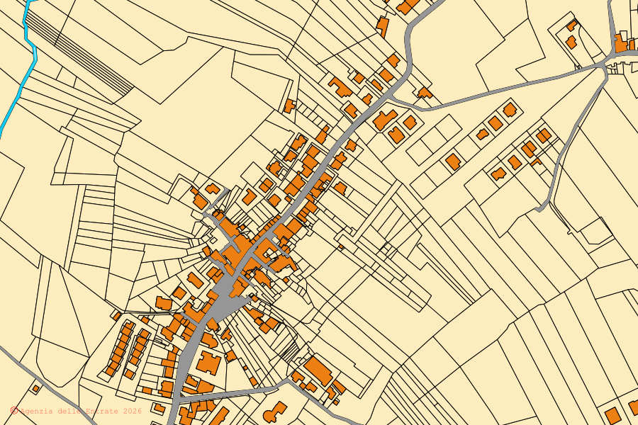 Mappa catastale del centro di Calvi: particelle e fabbricati, cartografia Agenzia delle Entrate