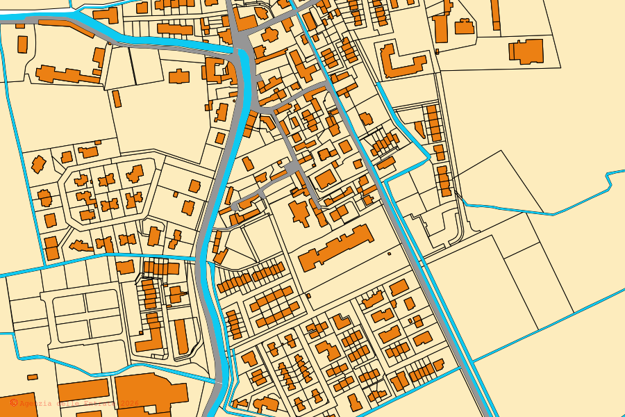 Mappa catastale del centro di Calvignasco: particelle e fabbricati, cartografia Agenzia delle Entrate