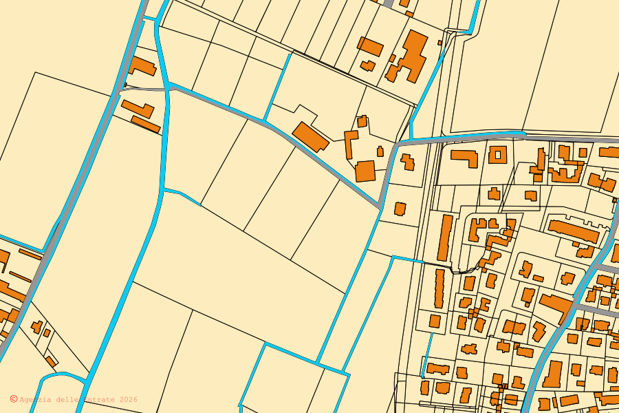 Mappa catastale del centro di Calvisano: particelle e fabbricati, cartografia Agenzia delle Entrate