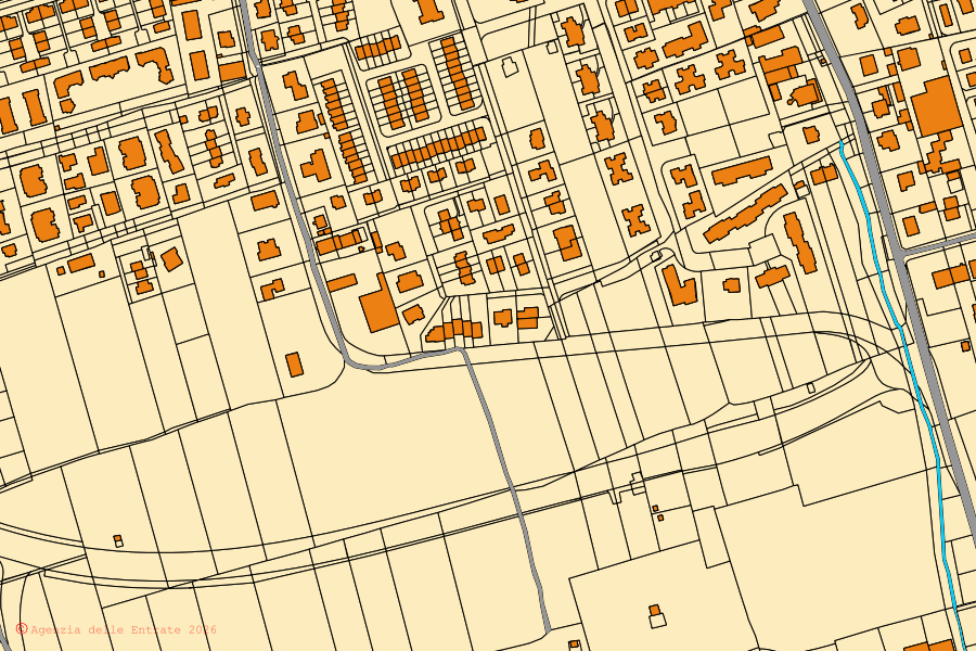 Mappa catastale del centro di Cambiago: particelle e fabbricati, cartografia Agenzia delle Entrate