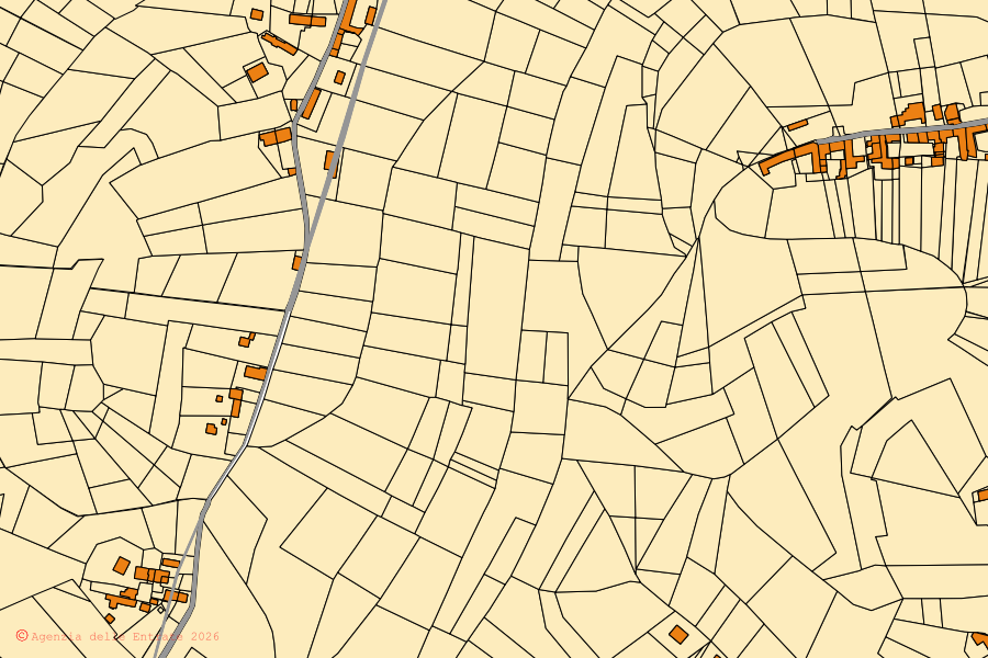 Mappa catastale del centro di Camerano Casasco: particelle e fabbricati, cartografia Agenzia delle Entrate