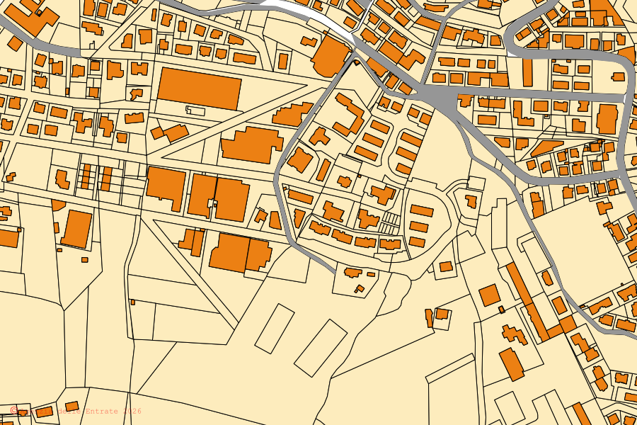 Mappa catastale del centro di Camerano: particelle e fabbricati, cartografia Agenzia delle Entrate