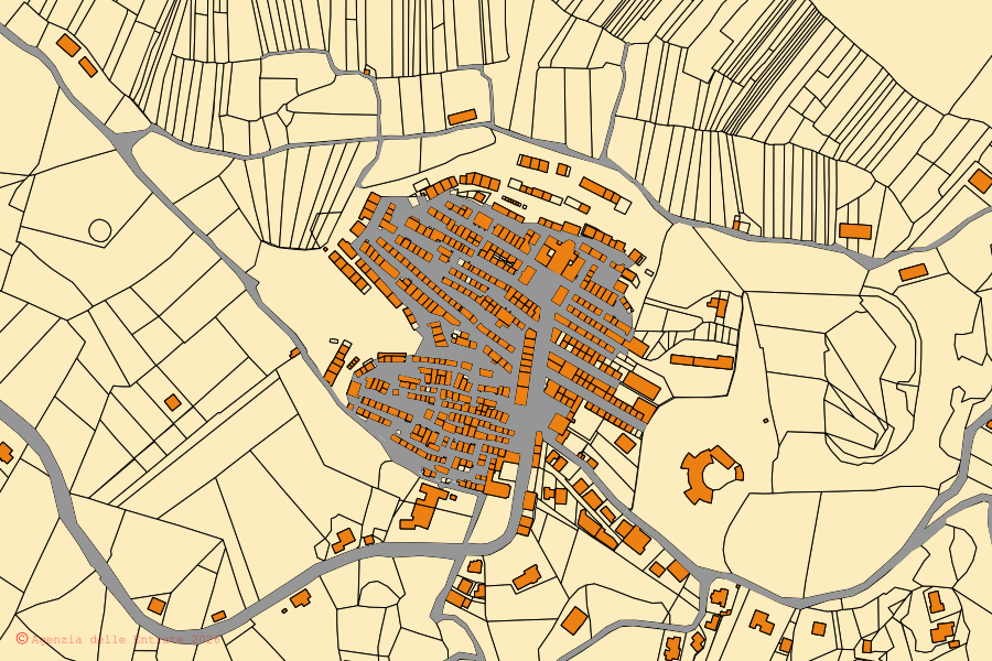 Mappa catastale del centro di Camerata Nuova: particelle e fabbricati, cartografia Agenzia delle Entrate