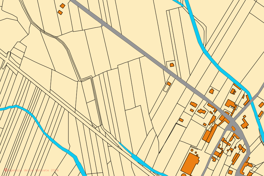 Mappa catastale del centro di Camino al Tagliamento: particelle e fabbricati, cartografia Agenzia delle Entrate