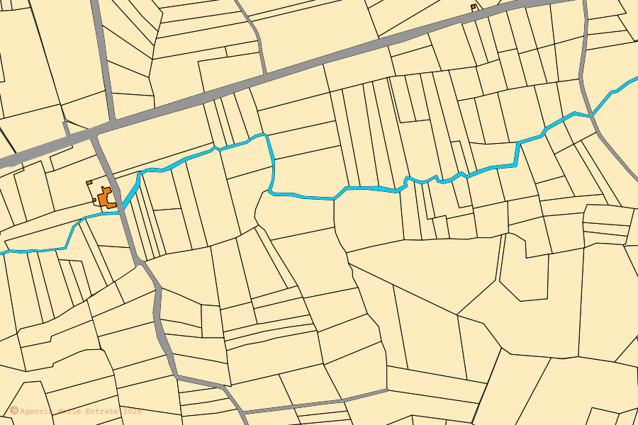 Mappa catastale del centro di Camino: particelle e fabbricati, cartografia Agenzia delle Entrate