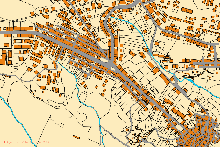 Mappa catastale del centro di Campana: particelle e fabbricati, cartografia Agenzia delle Entrate