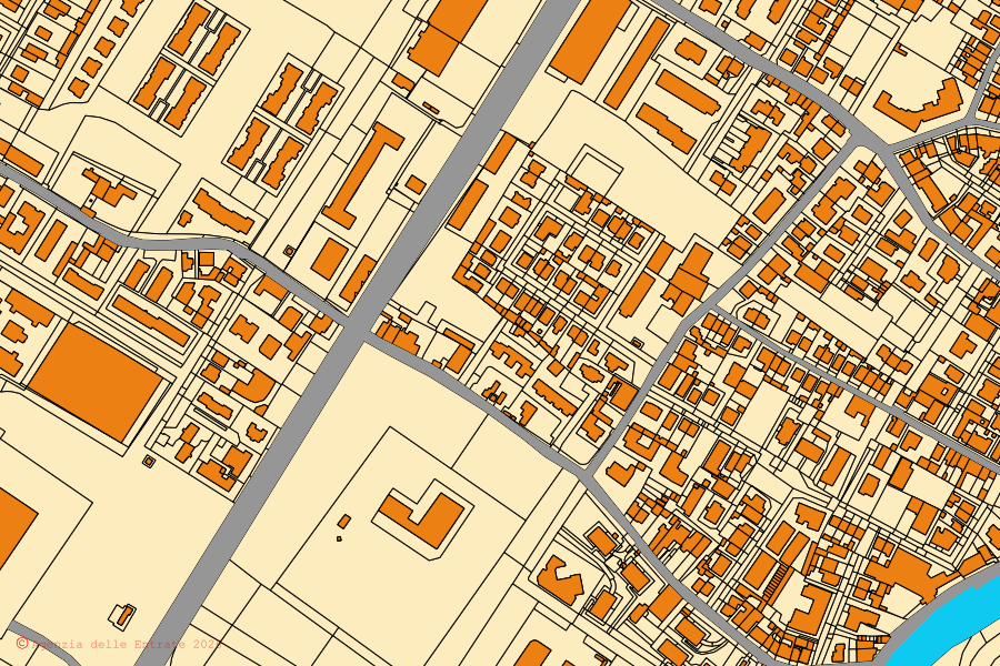 Mappa catastale del centro di Campi Bisenzio: particelle e fabbricati, cartografia Agenzia delle Entrate
