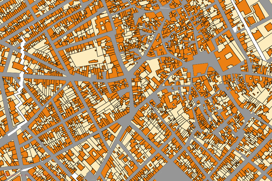 Mappa catastale del centro di Campi Salentina: particelle e fabbricati, cartografia Agenzia delle Entrate