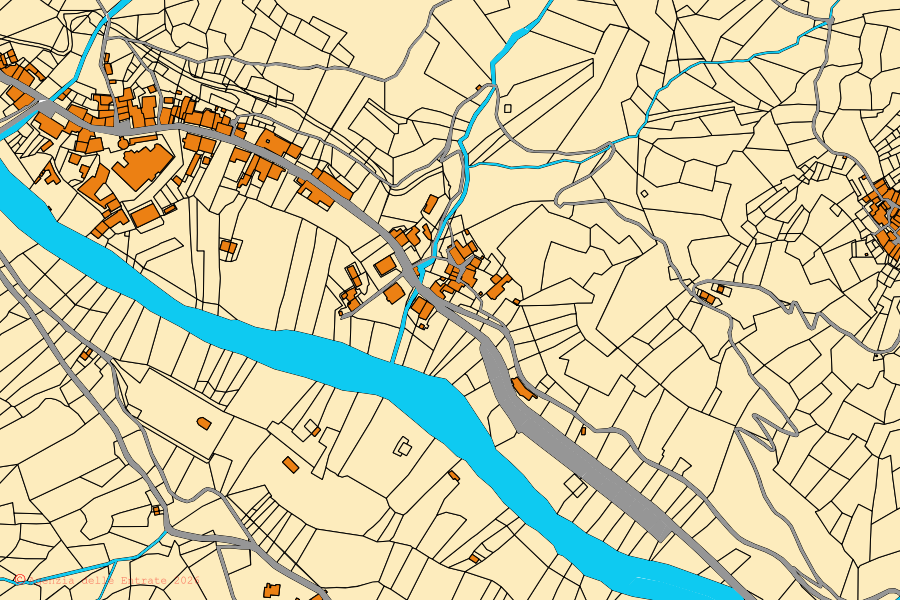 Mappa catastale del centro di Campiglia Cervo: particelle e fabbricati, cartografia Agenzia delle Entrate