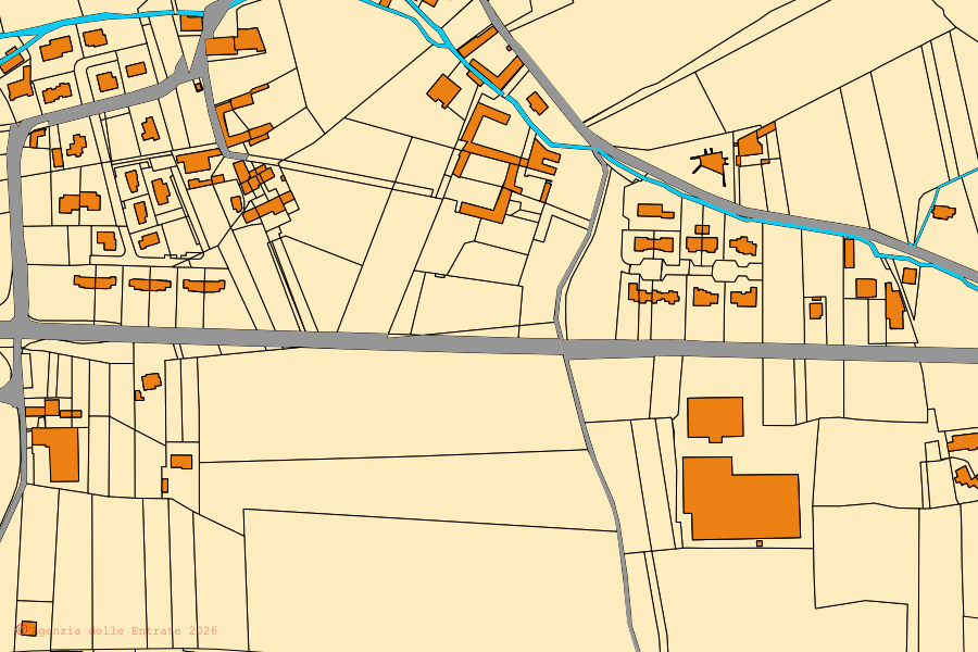 Mappa catastale del centro di Campiglione Fenile: particelle e fabbricati, cartografia Agenzia delle Entrate