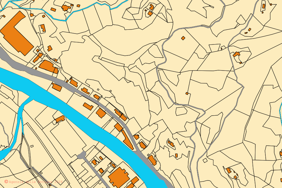 Mappa catastale del centro di Campo Ligure: particelle e fabbricati, cartografia Agenzia delle Entrate