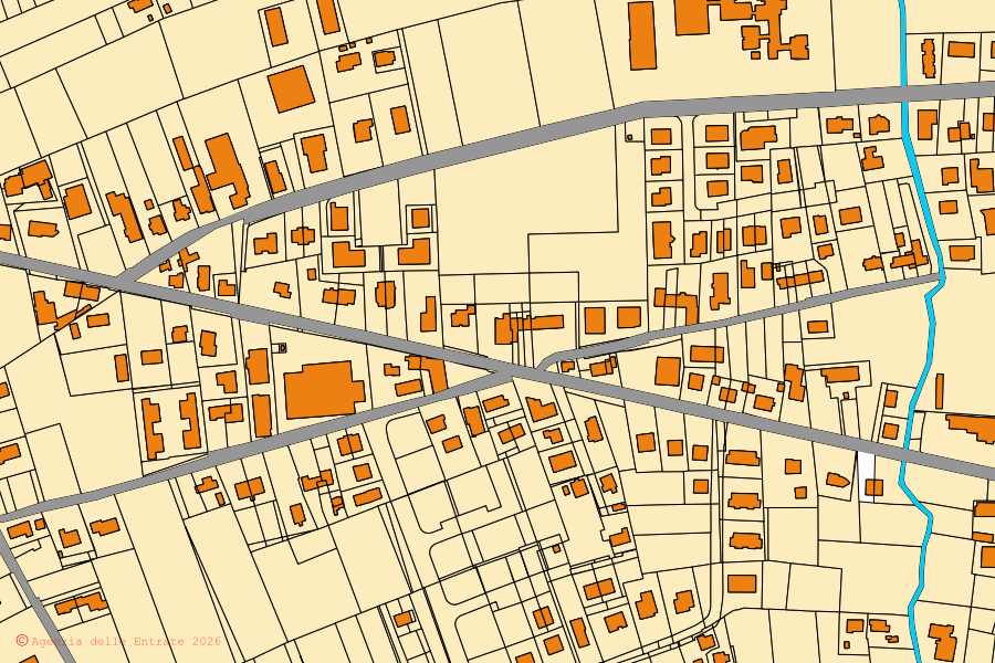 Mappa catastale del centro di Campo San Martino: particelle e fabbricati, cartografia Agenzia delle Entrate