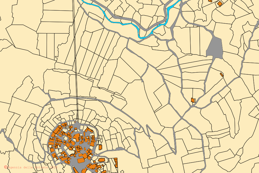 Mappa catastale del centro di Campodimele: particelle e fabbricati, cartografia Agenzia delle Entrate