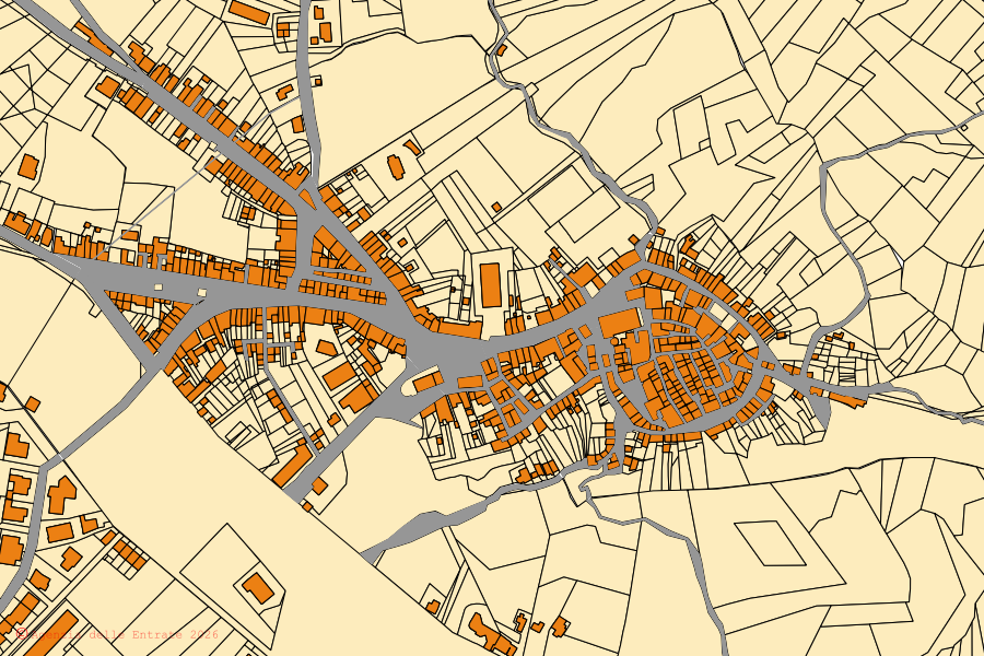 Mappa catastale del centro di Campodipietra: particelle e fabbricati, cartografia Agenzia delle Entrate