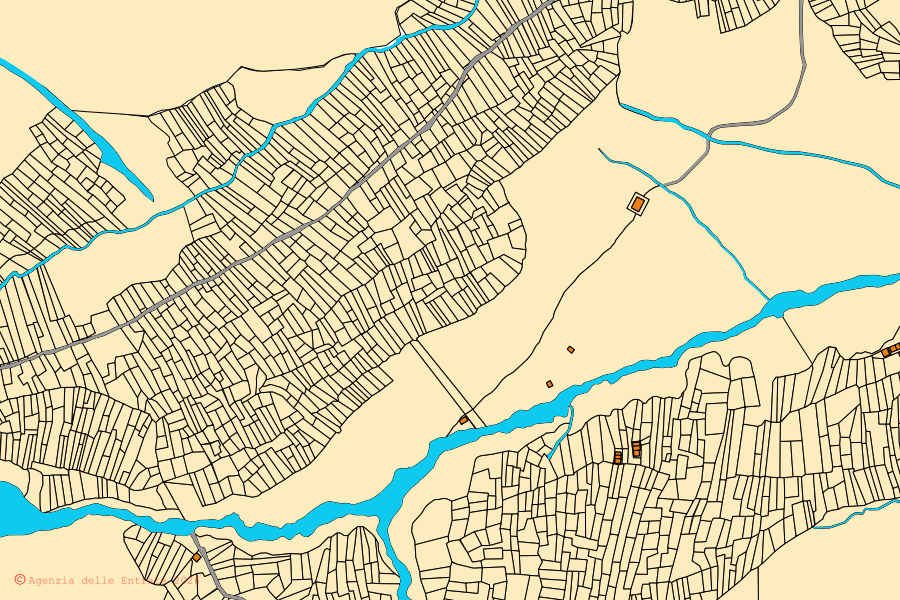 Mappa catastale del centro di Campodolcino: particelle e fabbricati, cartografia Agenzia delle Entrate