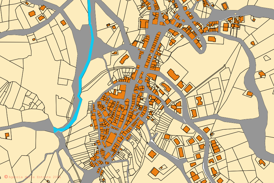 Mappa catastale del centro di Campolieto: particelle e fabbricati, cartografia Agenzia delle Entrate