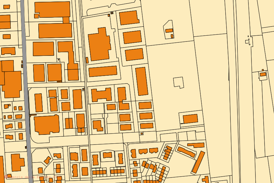 Mappa catastale del centro di Camposanto: particelle e fabbricati, cartografia Agenzia delle Entrate