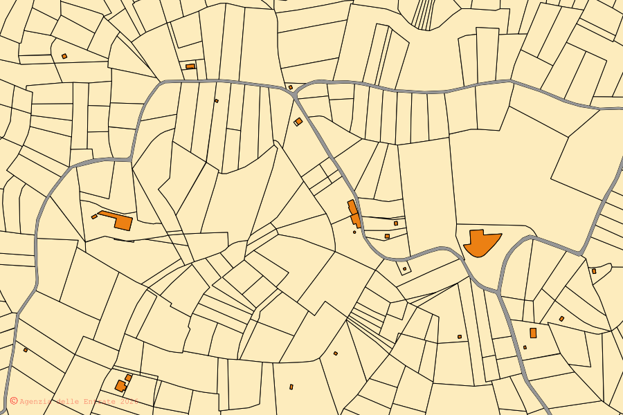 Mappa catastale del centro di Canale: particelle e fabbricati, cartografia Agenzia delle Entrate