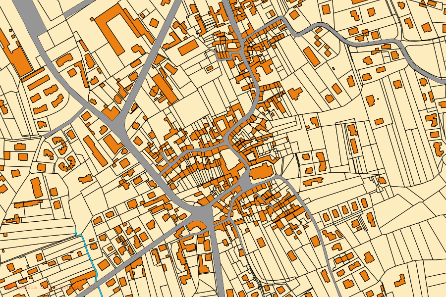 Mappa catastale del centro di Candelo: particelle e fabbricati, cartografia Agenzia delle Entrate