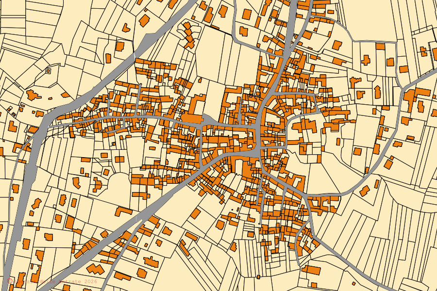 Mappa catastale del centro di Candia Canavese: particelle e fabbricati, cartografia Agenzia delle Entrate