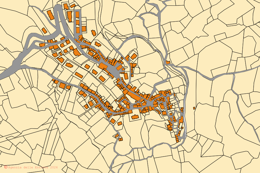 Mappa catastale del centro di Canistro: particelle e fabbricati, cartografia Agenzia delle Entrate