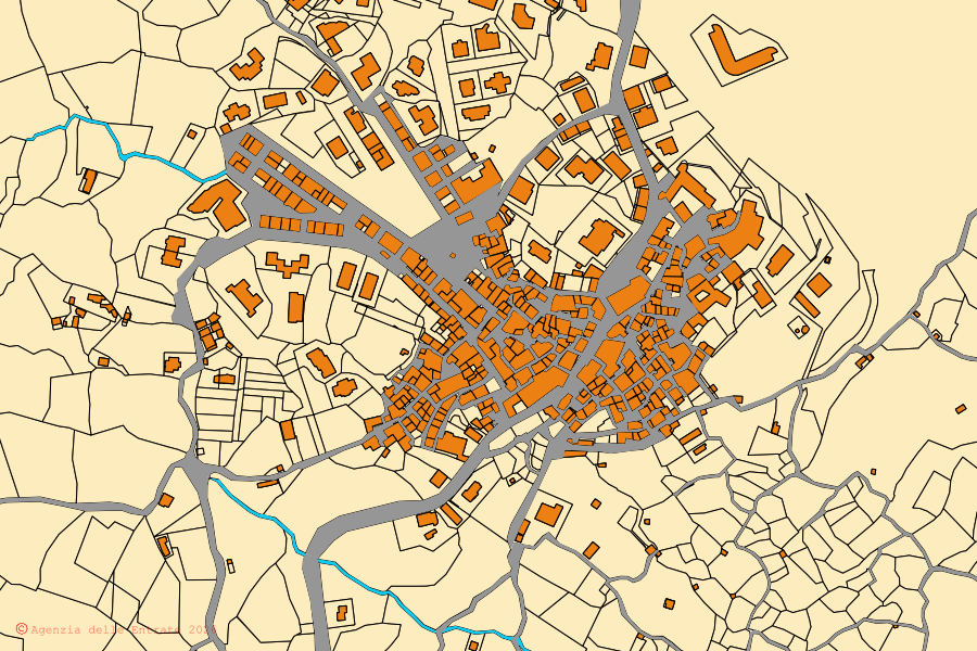 Mappa catastale del centro di Canna: particelle e fabbricati, cartografia Agenzia delle Entrate