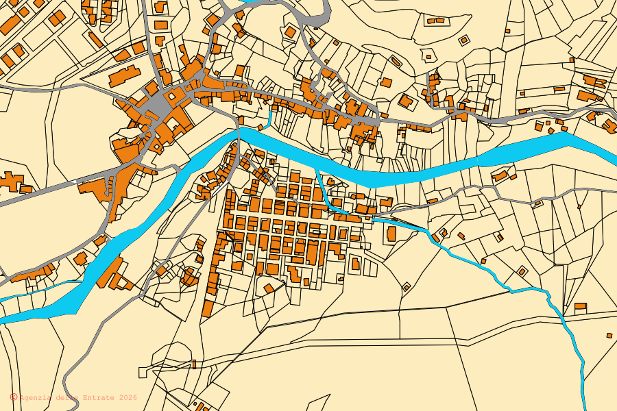 Mappa catastale del centro di Cannalonga: particelle e fabbricati, cartografia Agenzia delle Entrate