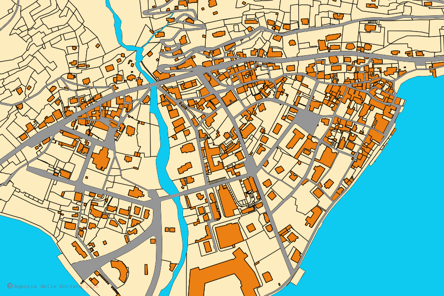 Mappa catastale del centro di Cannero Riviera: particelle e fabbricati, cartografia Agenzia delle Entrate