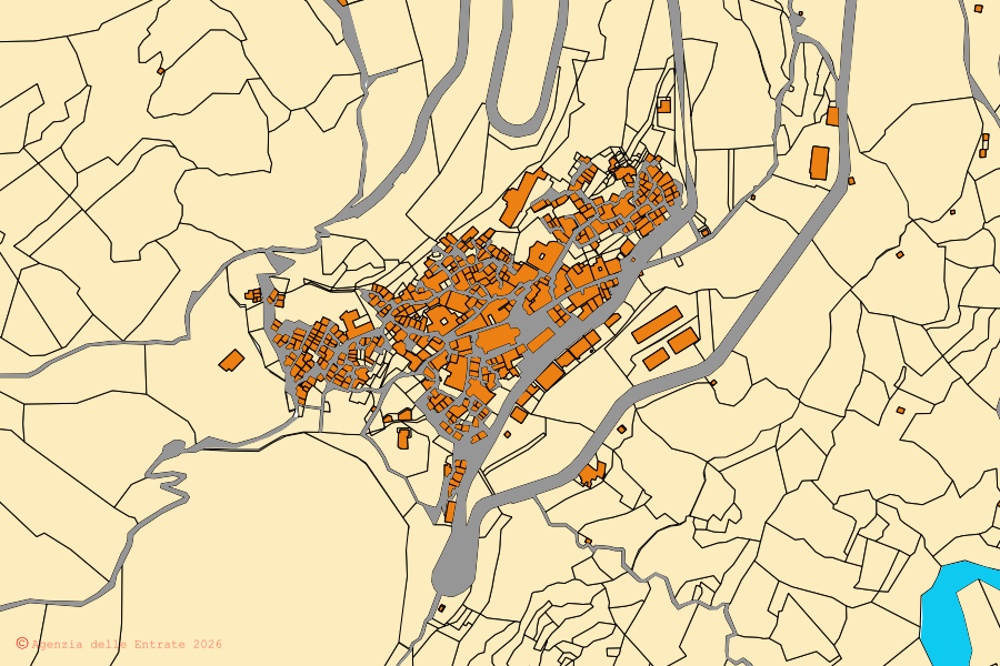 Mappa catastale del centro di Canolo: particelle e fabbricati, cartografia Agenzia delle Entrate