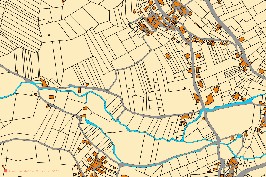 Mappa catastale del centro di Cantalice: particelle e fabbricati, cartografia Agenzia delle Entrate