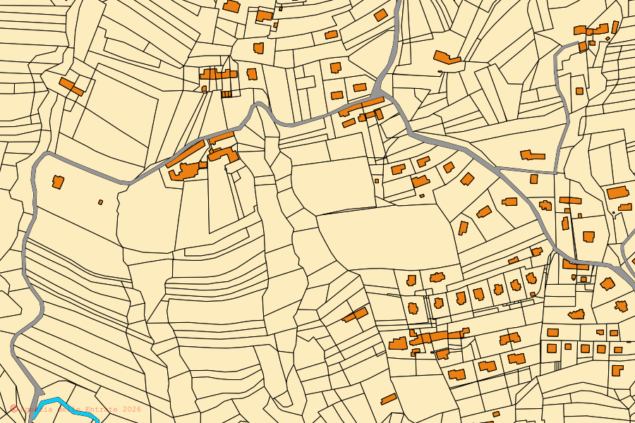 Mappa catastale del centro di Cantalupa: particelle e fabbricati, cartografia Agenzia delle Entrate