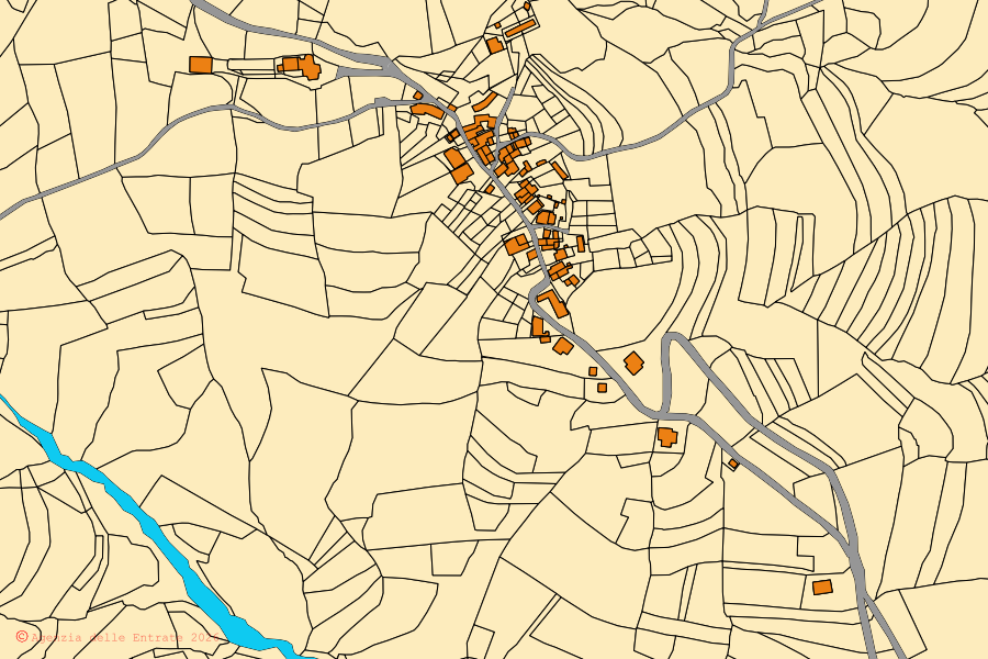 Mappa catastale del centro di Cantalupo Ligure: particelle e fabbricati, cartografia Agenzia delle Entrate
